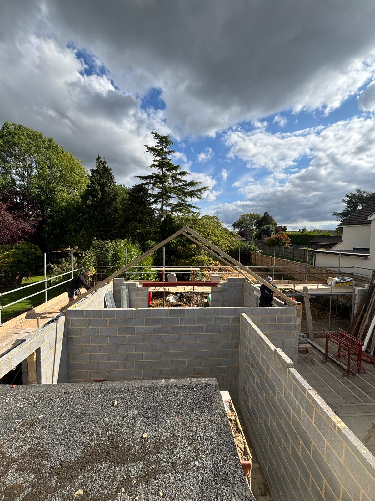 Single-storey rear extension with steel beam and roof glazing