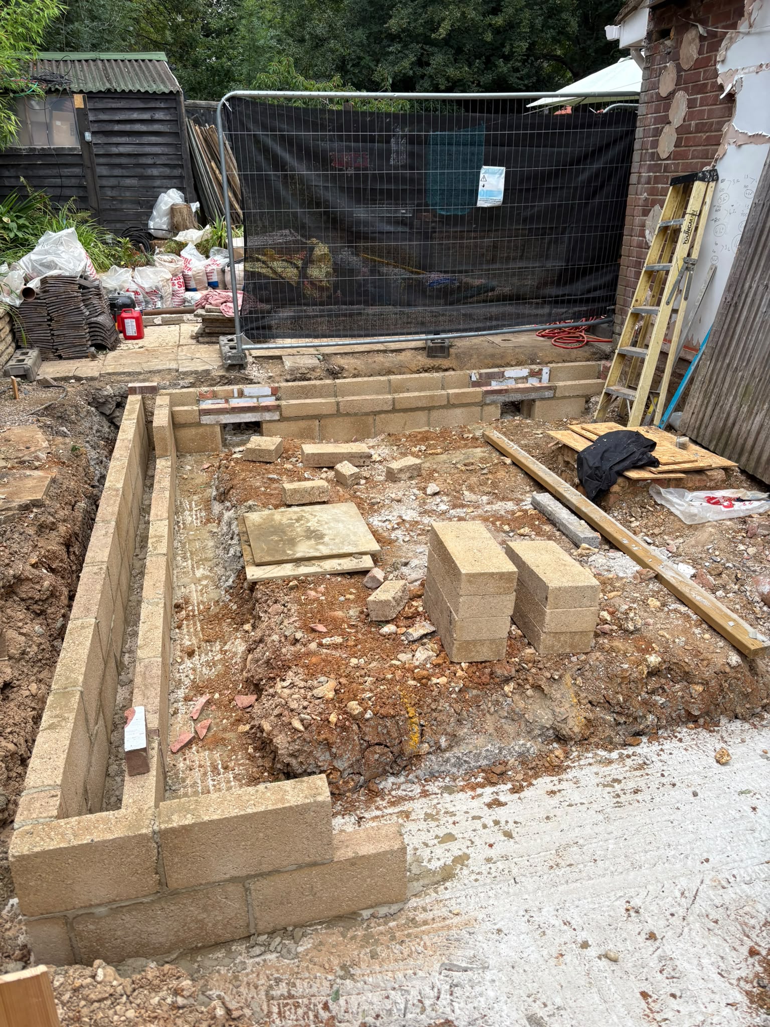 Groundworks and foundations for a new extension